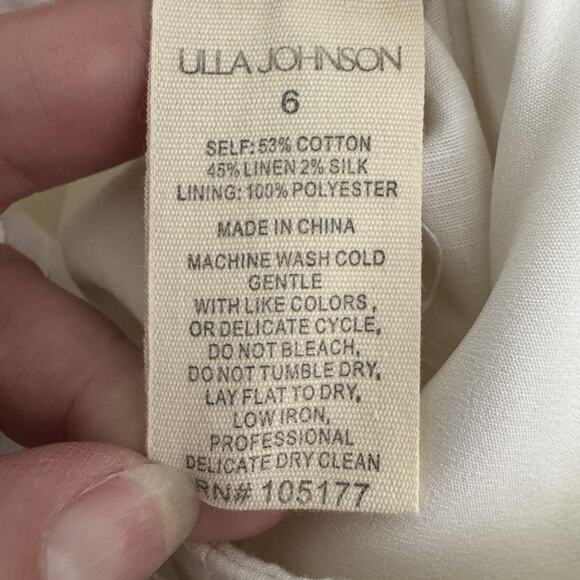 Ulla Johnson Pants Womens 6 White Kori High Rise Wide Leg Pleated Belted Linen - Picture 6 of 16